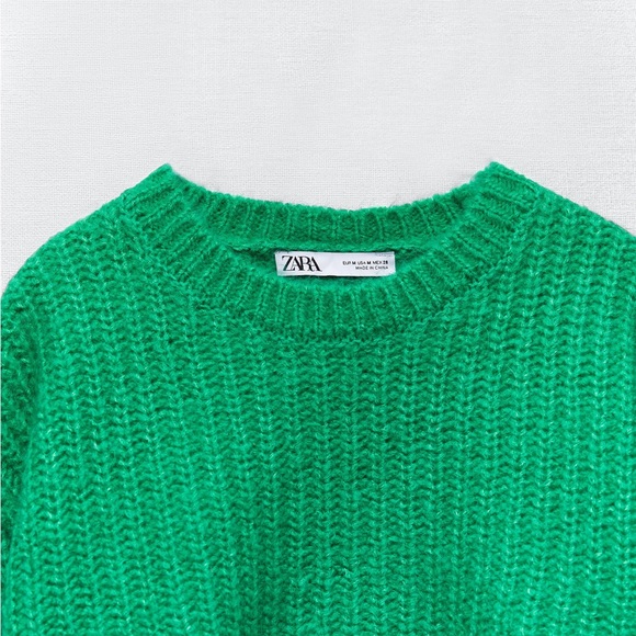 Cropped Knit Green Sweater | Zara - Picture 3 of 6